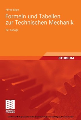 Formeln Und Tabellen Zur Technischen Mechanik Von Alfred B Ge Isbn