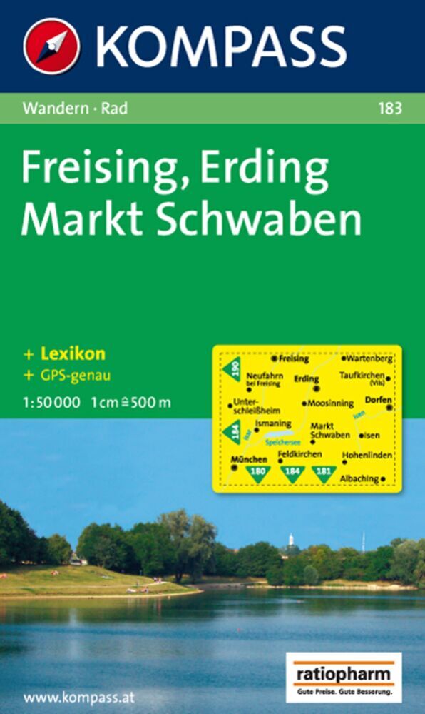 KOMPASS Wanderkarte 183 Freising - Erding - Markt Schwaben 1:50.000 main product photo
