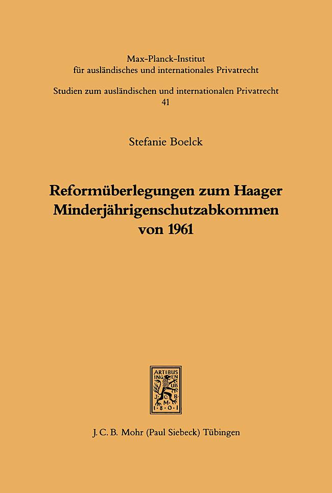Reformüberlegungen zum Haager Minderjährigenschutzabkommen von 1961 main product photo