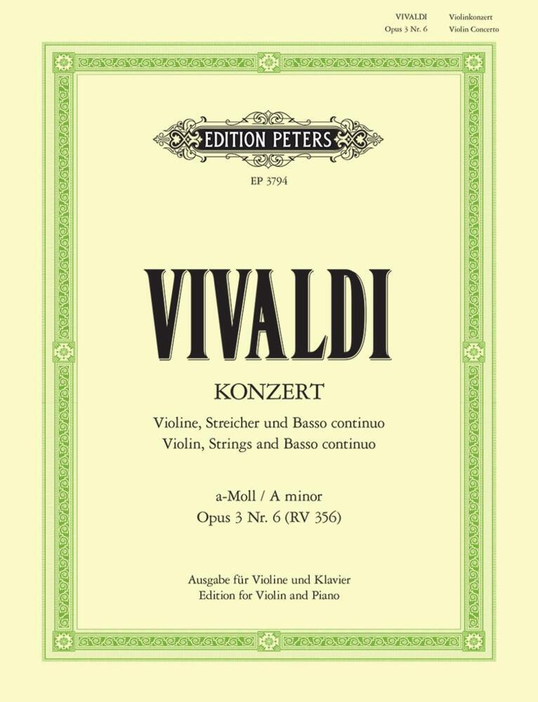Konzert für Violine, Streicher und Basso continuo a-Moll op.3,6 RV 356, Klavierauszug main product photo