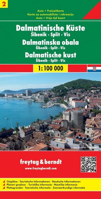 Dalmatinische Küste, Sibenik - Split - Vis, Autokarte 1:100.000. Dalmatinska obala. Dalmatische kust. Dalmatian Coast. Cote Dalmate. Costa della Dalmazia. Tl.2 main product photo