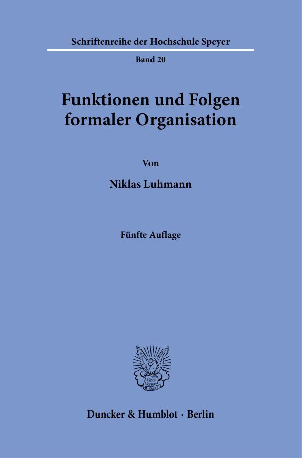 Funktionen und Folgen formaler Organisation. main product photo