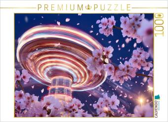 CALVENDO Puzzle Blüten tanzen im Wind, während Lichtspuren d...