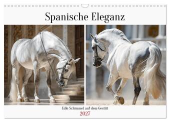 Spanische Eleganz. Edle Schimmel auf dem Gestüt (Wandkalender...