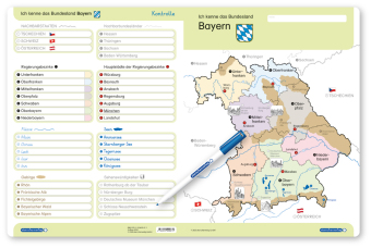 Ich kenne das Bundesland Bayern- Lerntafel mit Stift