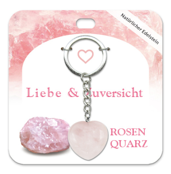 Rosenquarz Herz Schlüsselanhänger