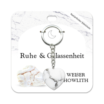 Weißer Howlith Herz Schlüsselanhänger