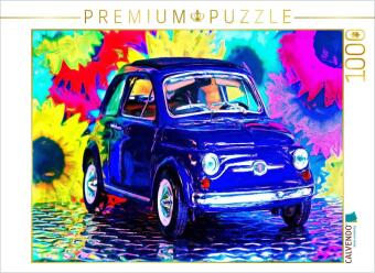 CALVENDO Puzzle Knuffig, aber für große Menschen zu eng: der italienische Fiat 500 der ersten Generation. | 1000 Teile Lege-Größe 64x48cm Foto-Puzzle für glückliche Stunden