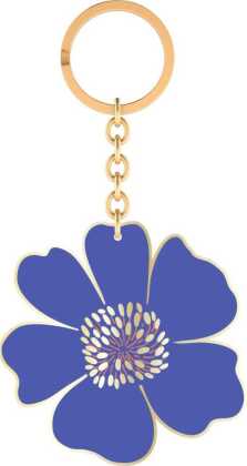 Bunte Blumengrüße Emaille-Schlüsselanhänger Blüte royalblau