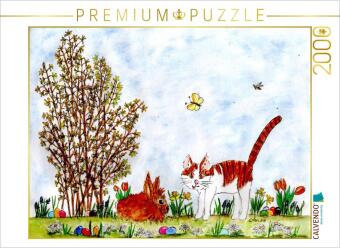 CALVENDO Puzzle Ostern bei Kater Möhrchen | 2000 Teile Lege-Größe 90x67cm Foto-Puzzle für glückliche Stunden