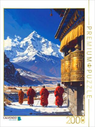 CALVENDO Puzzle Der Weg der Gebetsmühlen - Mönche in Tibet |...