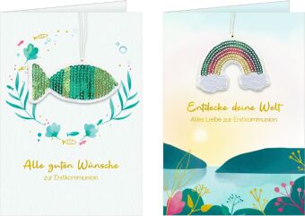 Grußkarten-Set - Alle guten Wünsche zur Erstkommunion / Entdecke deine Welt - Alles Liebe zur Erstkommunion