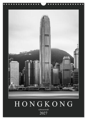 Hongkong schwarzweiß (Wandkalender 2027 DIN A3 hoch), CALVEND...