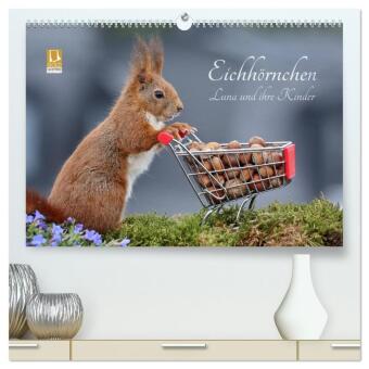 Eichhörnchen Luna und ihre Kinder (hochwertiger Premium Wandk...