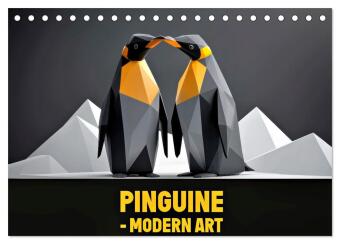 PINGUINE - modern Art (Tischkalender 2027 DIN A5 quer), CALVEN...