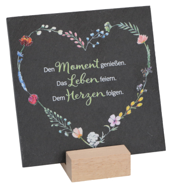 Schiefertafel - Den Moment genießen