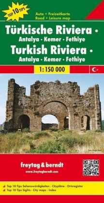 Türkische Riviera - Antalya - Kemer - Fethiye, Autokarte 1:150.000. Turkish Riviera - Antalya, Kemer, Fethiye / Türk riiyerasi - Antalya, Kemer, Fethiye / Riviera turque - Antalya, Kemer, Fethiye / Riviera turca - Antalya, Kemer, Fethiye