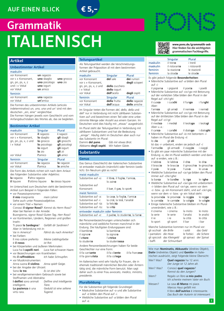 PONS Grammatik auf einen Blick Italienisch main product photo