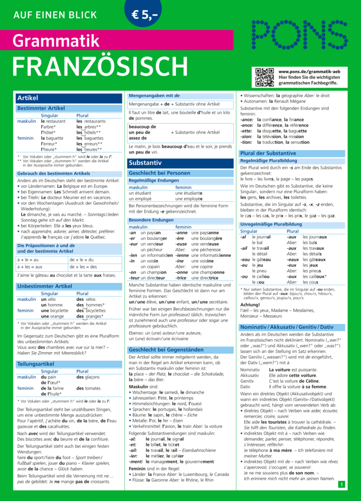 PONS Grammatik auf einen Blick Französisch main product photo