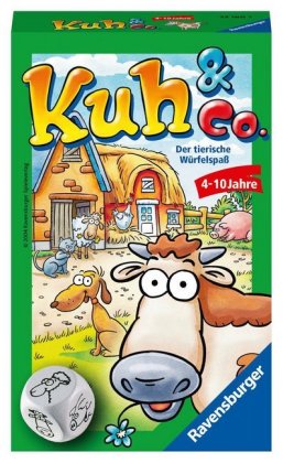 Ravensburger 23160 - Kuh und co, Mitbringspiel für 2-6 Spieler, Kinderspiel ab 4 Jahren, kompaktes Format, Reisespiel