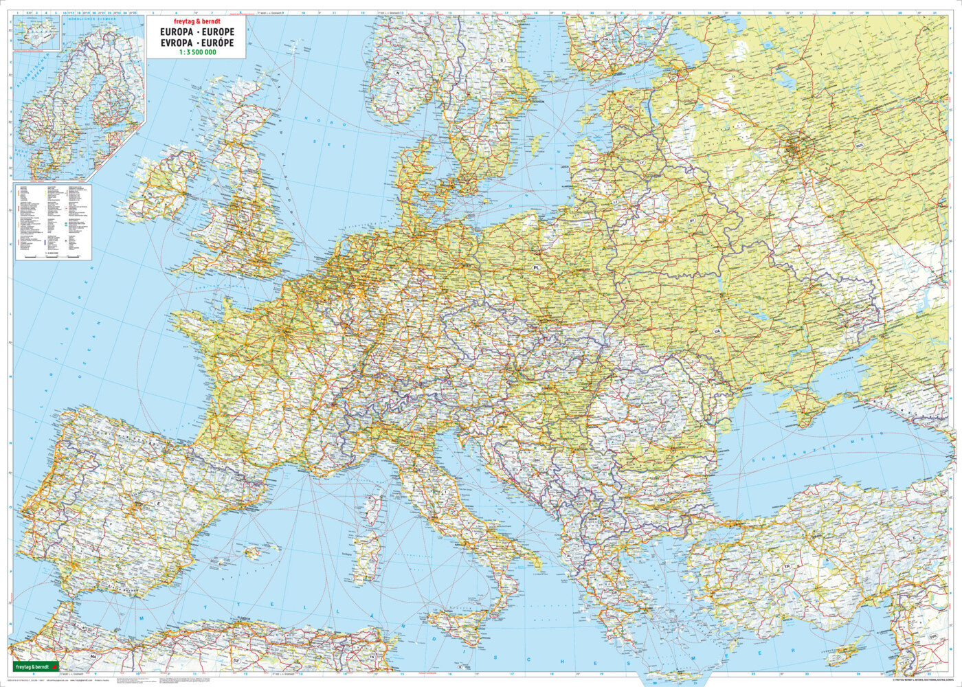 Europa, Poster 1:3.500.000, freytag & berndt main product photo