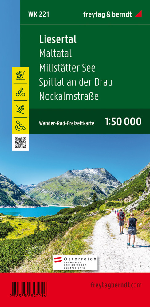 Liesertal - Maltatal - Millstätter See - Spittal an der Drau - Nockalmstraße, Wanderkarte 1:50.000, WK 221 main product photo