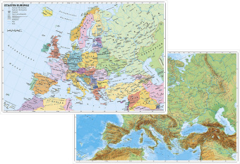 Stiefel Europa politisch. Stiefel Europa physisch, Duo-Schreibunterlage