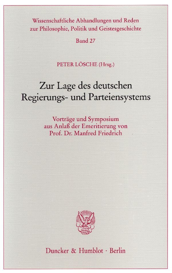 Zur Lage des deutschen Regierungs- und Parteiensystems main product photo