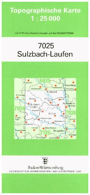 Topographische Karte Baden-Württemberg Sulzbach-Laufen main product photo