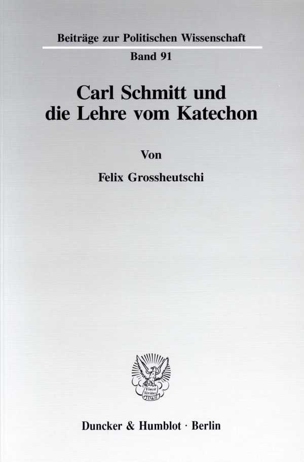 Carl Schmitt und die Lehre vom Katechon. main product photo