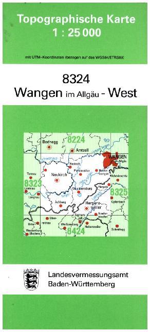 Topographische Karte Baden-Württemberg Wangen im Allgäu, West main product photo