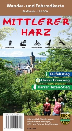 Mittlerer Harz, Wander- und Fahrradkarte