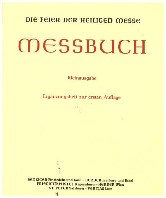 Messbuch für die Bistümer des deutschen Sprachgebietes. Authentische... / Kleinausgabe (Kapellenmissale) main product photo