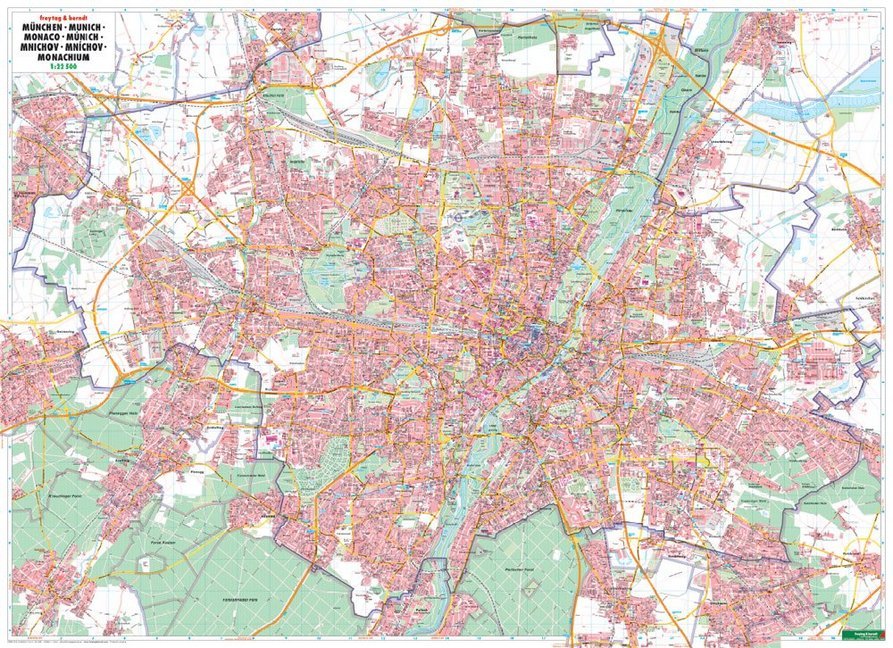 München, Stadtplan 1:22.500, Poster, Plano in Rolle main product photo
