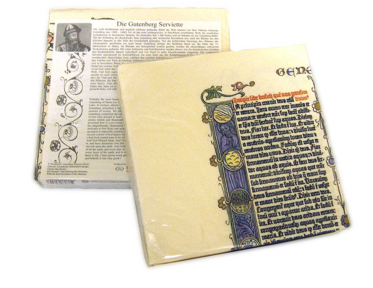 Die Gutenberg Serviette, Reproduktion einer Original Gutenberg Bibelseite main product photo