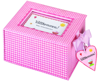 Baby-Schatzkästchen "Willkommen!" (rosa)