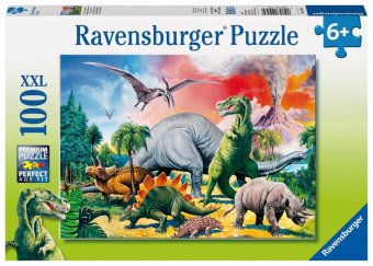 Ravensburger Kinderpuzzle - 10957 Unter Dinosauriern - Dino-Puzzle für Kinder ab 6 Jahren, mit 100 Teilen im XXL-Format