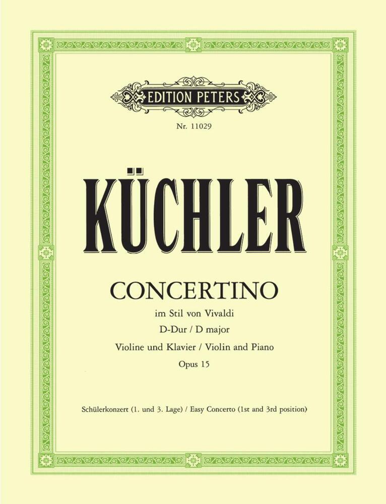 Concertino im Stil von Vivaldi D-Dur op. 15, für Violine und Klavier, Klavierpartitur und Violinstimme main product photo
