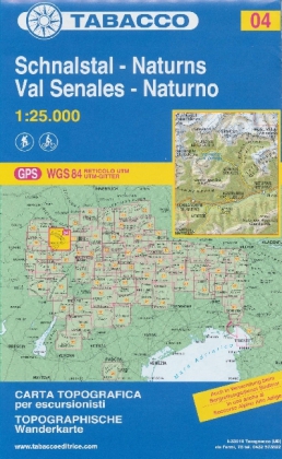 Tabacco topographische Wanderkarte Schnalstal, Naturns. Val Senales, Naturno