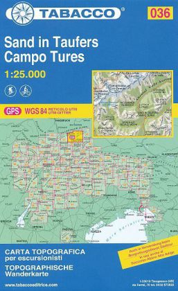 Tabacco topographische Wanderkarte Sand in Taufers. Campo Tures
