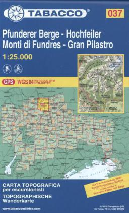 Tabacco topographische Wanderkarte Pfunderer Berge, Hochfeiler. Monti di Fundres, Gran Pilastro main product photo