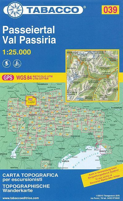 Tabacco topographische Wanderkarte Passeiertal. Val Passiria main product photo