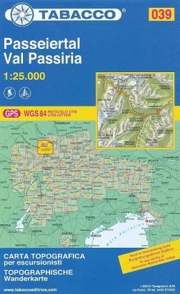 Tabacco topographische Wanderkarte Passeiertal. Val Passiria