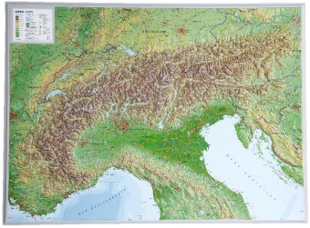 Alpen, Reliefkarte, Groß. Alps