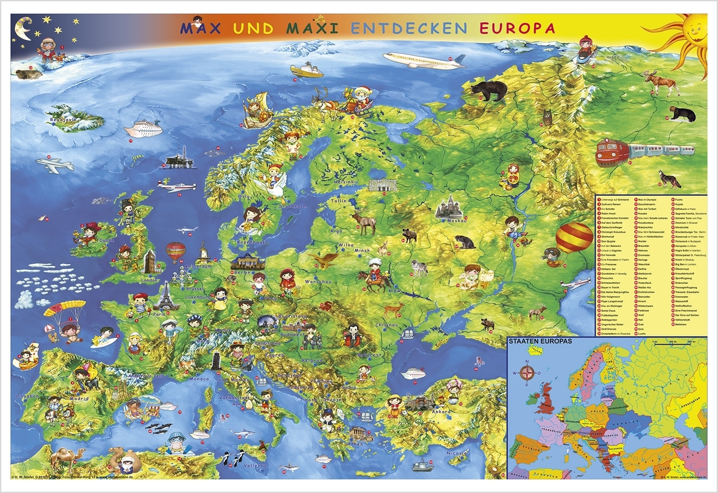 Kindereuropakarte - Max und Maxi entdecken Europa main product photo