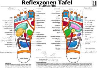 Fußsohle, Reflexzonen Tafel