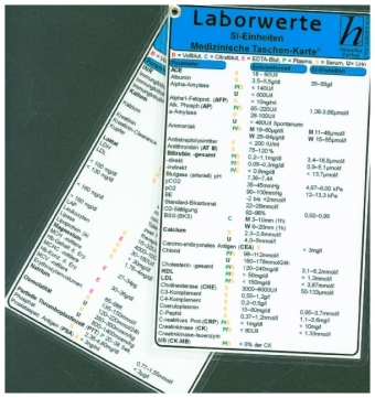 Laborwerte SI Einheiten - Medizinische Taschen-Karte