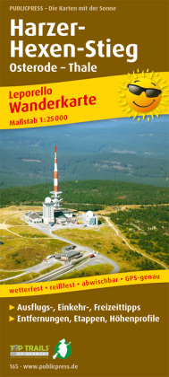 PUBLICPRESS Leporello Wanderkarte Harzer Hexen-Stieg, Osterode - Thale