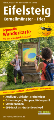 PUBLICPRESS Leporello Wanderkarte Eifelsteig, Kornelimünster - Trier