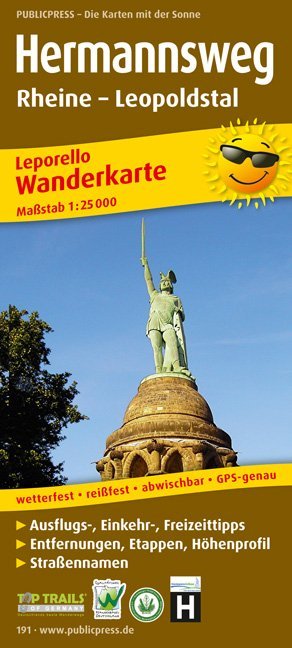 PublicPress Leporello Wanderkarte Hermannsweg, Rheine - Leopoldstal main product photo